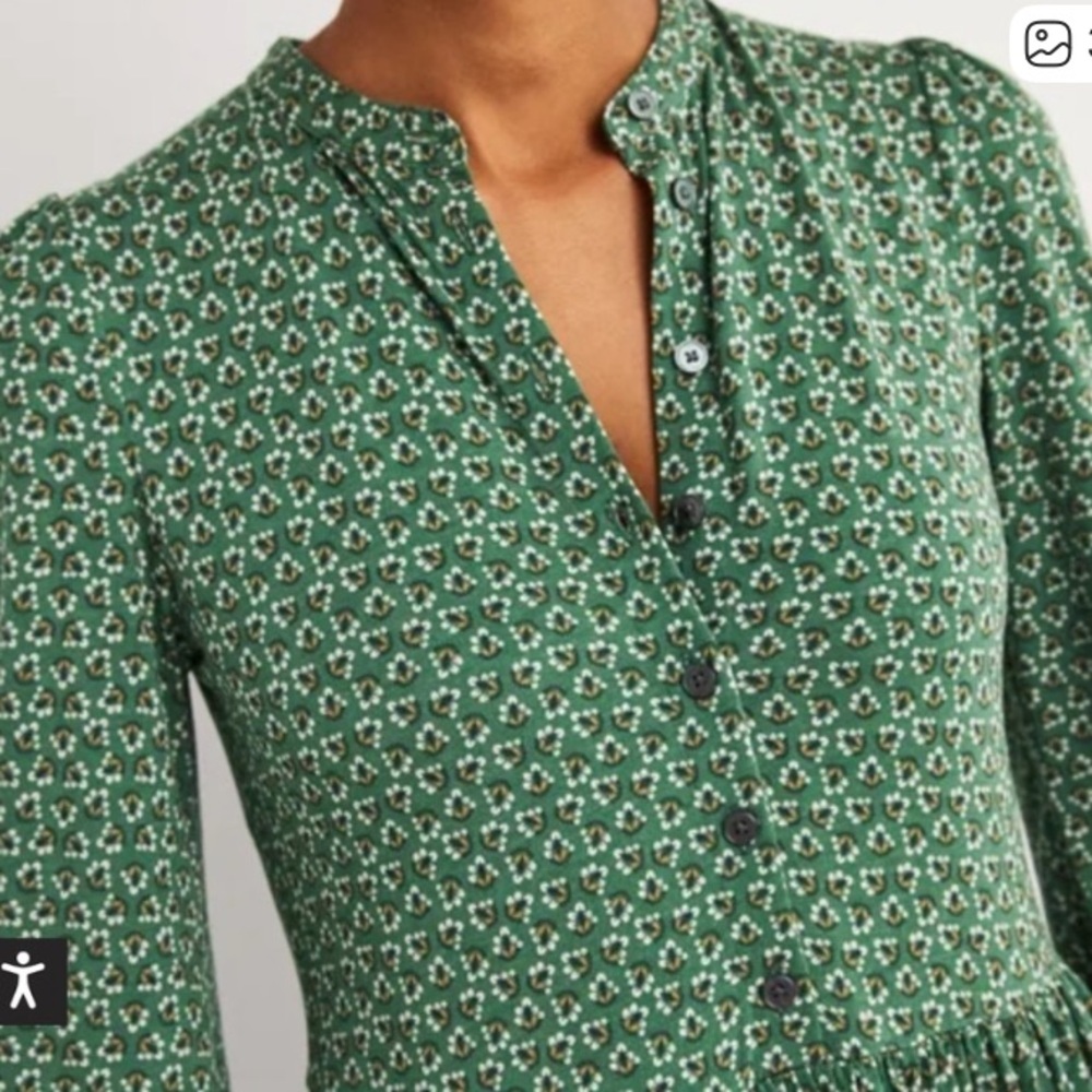 Boden Buttoned Jersey Midi Long Sleeve Dress with pockets green Women’s size 8 - Picture 3 of 11